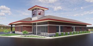 Design rendering of Farmers and Merchants National Bank location in O’Fallon, Ill. Courtesy of Michael E. Bauer Architecture.