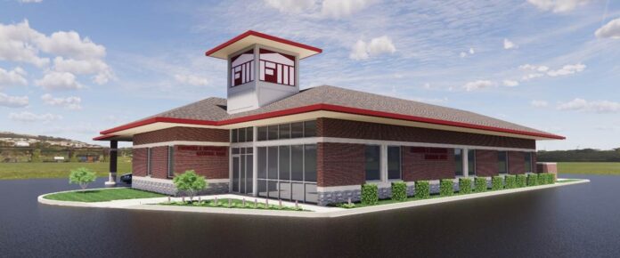 Design rendering of Farmers and Merchants National Bank location in O’Fallon, Ill. Courtesy of Michael E. Bauer Architecture.