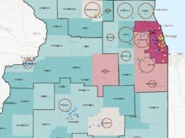The Illinois Works Provider Network Organizations that were approved can be found on the heat map as indicated by the yellow stars.