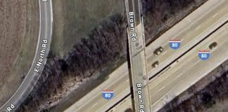 brown road over Interstate 80 Grundy County Illinois