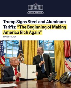 President Trump announces 25% tariffs on steel and aluminum imports