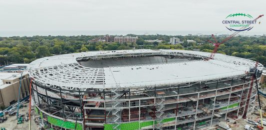 Northwestern marks topping out of $850M Ryan Field as new stadium advances toward 2026 opening